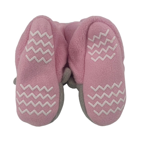 NWT Hudson Baby Pink Gray Elephant Fleece Booty Slippers Size 18-24 Months - Picture 5 of 6